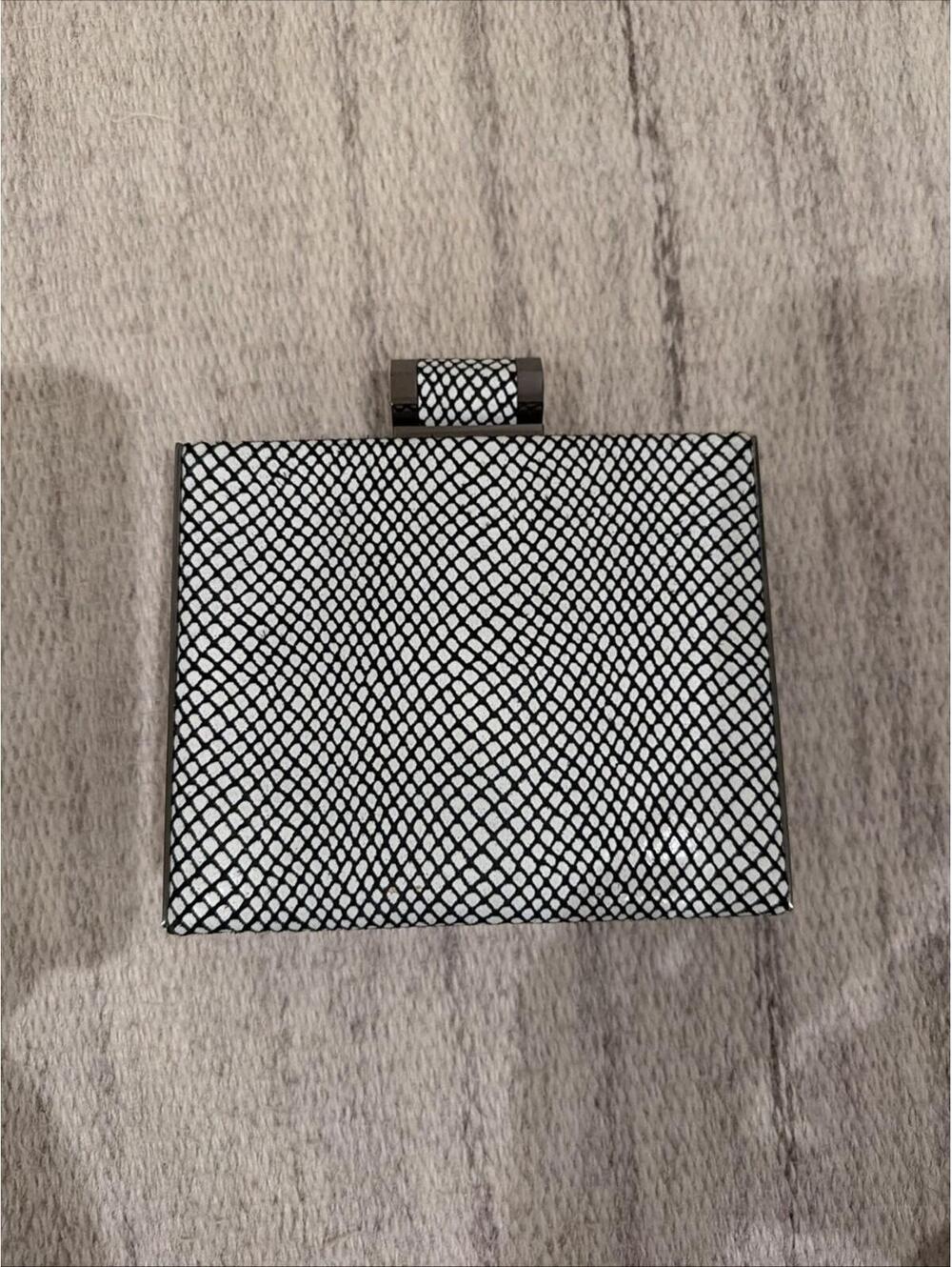 HALSTON HERITAGE SMALL Black White Clutch Handbag- MSRP $395 NWOT